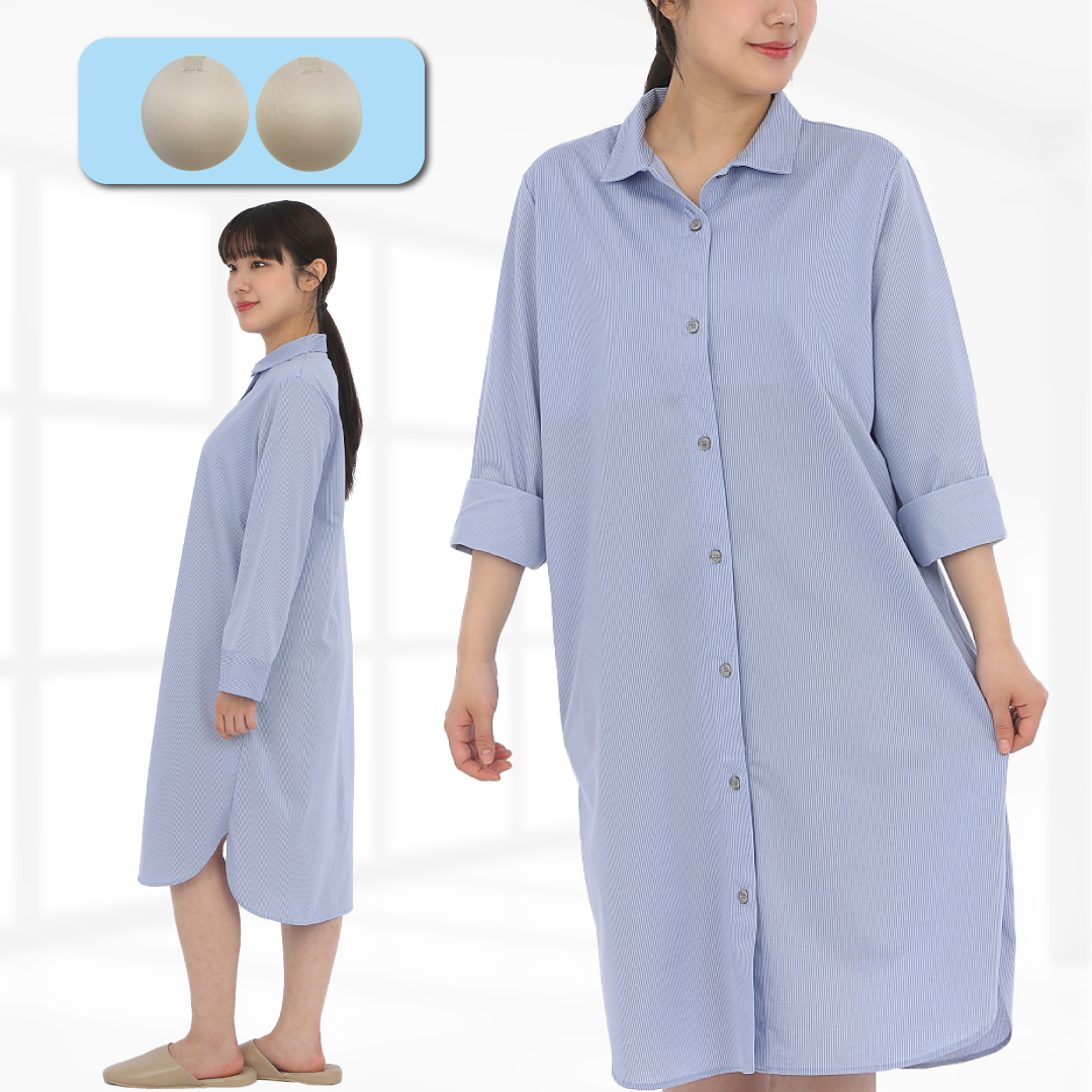 前開きパジャマ シャツワンピ