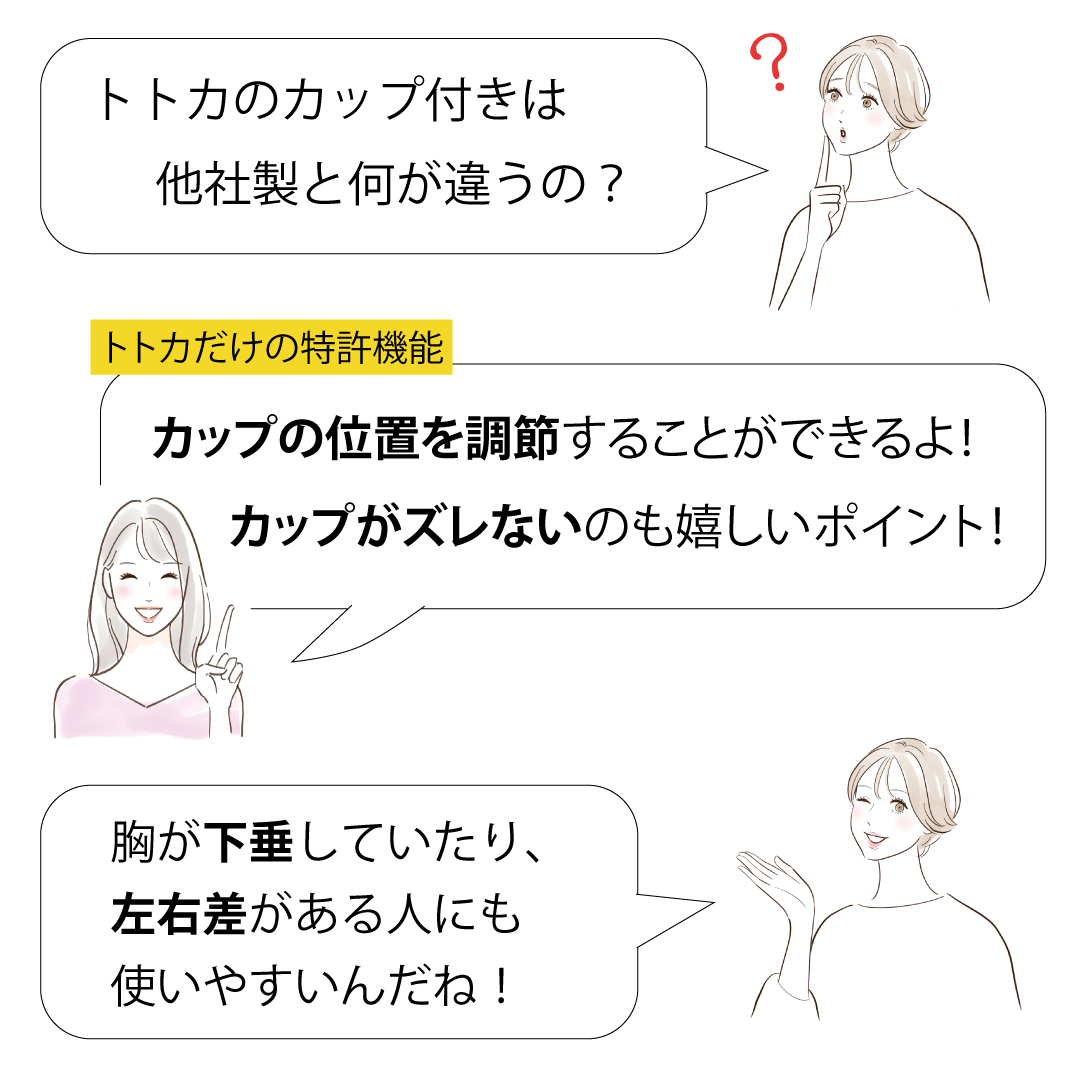 スクエアネック カップ付きタンクトップ ゴムなし 綿